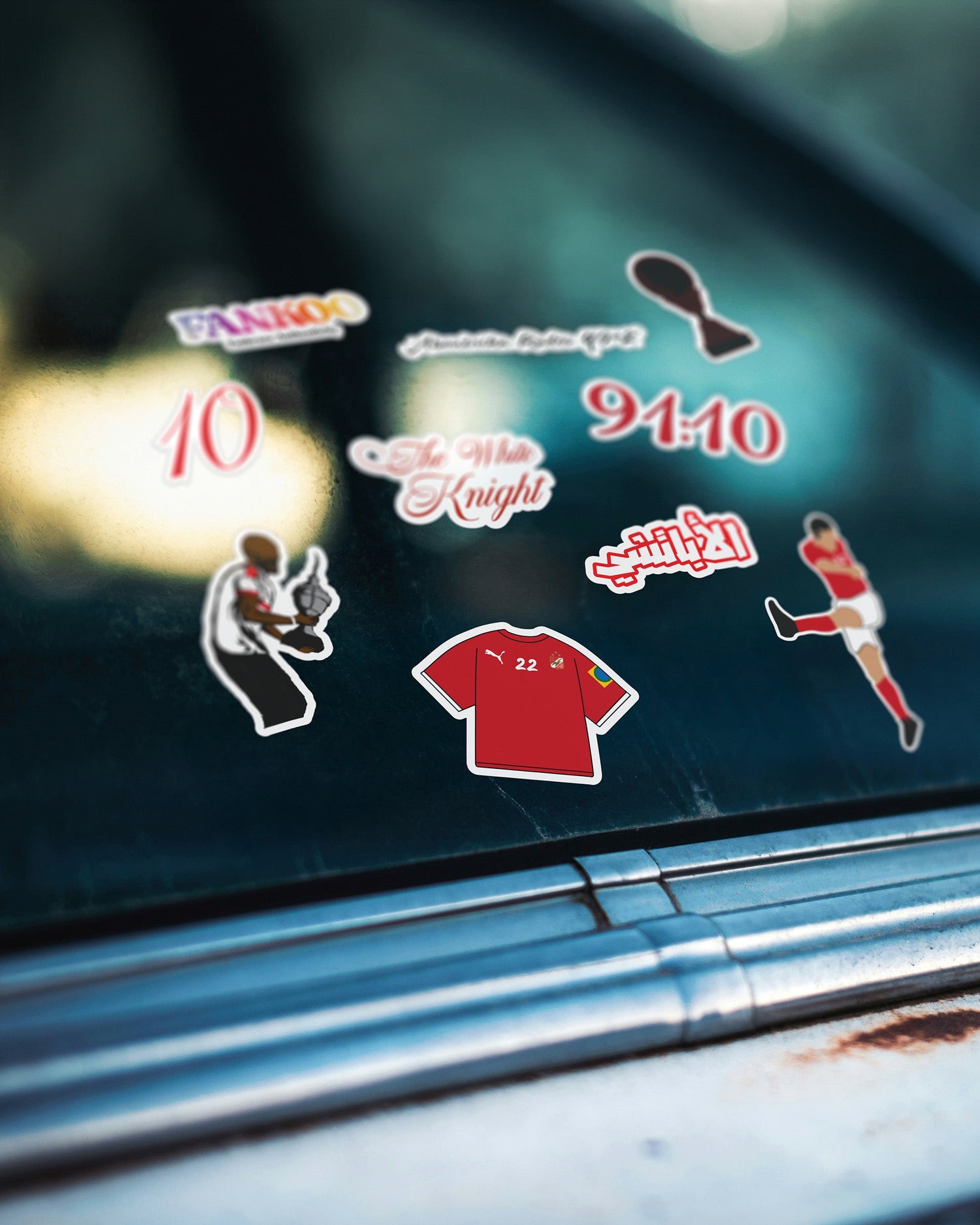 Football-inspired sticker pack by FANKOO featuring iconic Egyptian football moments, legends, and cultural symbols.