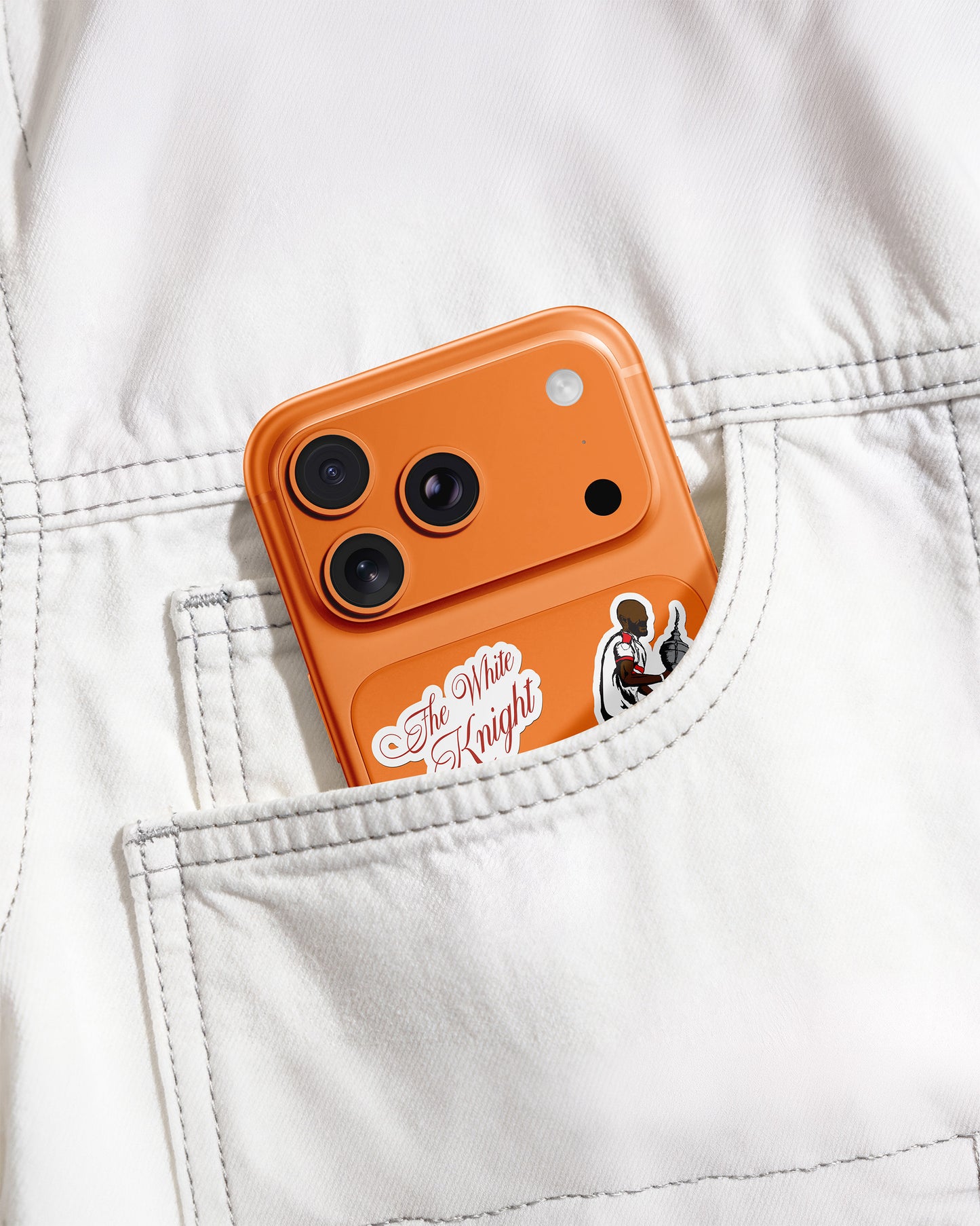 FANKOO The White Knight football-inspired stickers displayed on a smartphone.